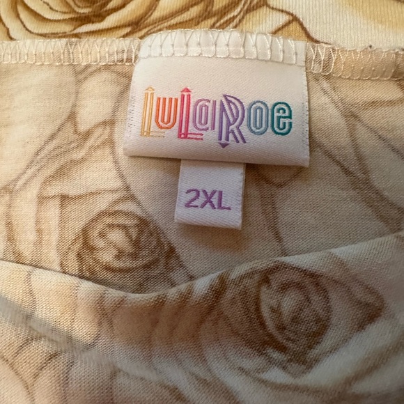 LuLaRoe cream yellow skirt set classic T and Azure skirt Roses L XL - Picture 11 of 13